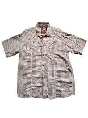 Coogi Men’s Gauze Cotton Plaid Button Up Shirt 3XL Short Sleeve Lightweight